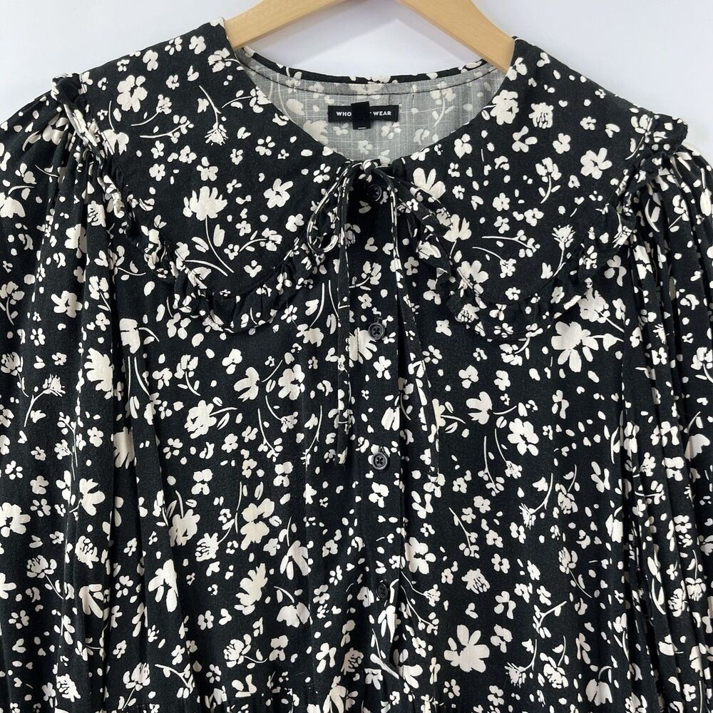 Floral Cottagecore Midi Dress M Pockets Button Front Who What Wear - Picture 10 of 11